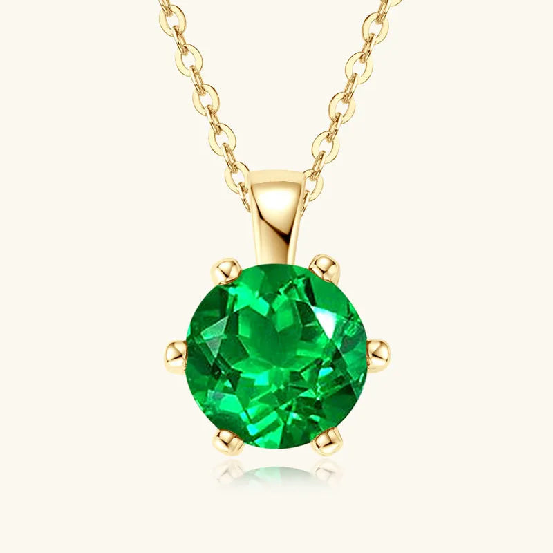 Classic Six-Claw Green Amethyst Necklace For Women High-End Design Silver Collarbone Chain Geometric Pattern Fashion Eternal Jewelry