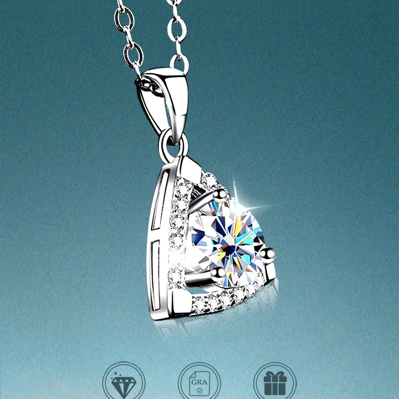 Elegant 1ct Women's Mozintet Stone Necklace S925 Silver Ideal For Daily Wear Vacation Anniversary Birthday Christmas Gifts