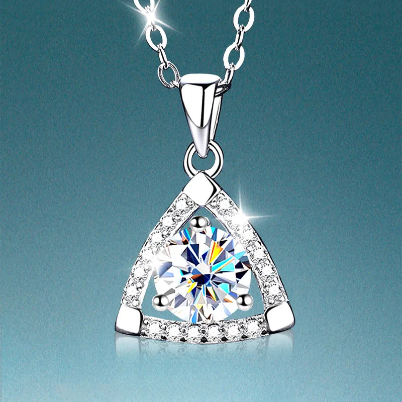 Elegant 1ct Women's Mozintet Stone Necklace S925 Silver Ideal For Daily Wear Vacation Anniversary Birthday Christmas Gifts