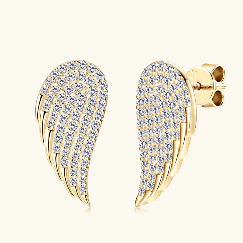 Fashion Angel Wings Moissanite Earrings Design Sense Niche Pure Silver Earrings Luxurious Wings S925 Pure Silver GRA Certificate