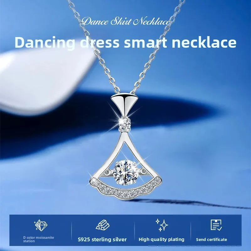 Fashion Pure Silver S925 Dance Skirt Pendant Necklace Elegant Versatile Lightweight Fashion Small Skirt Necklace Suitable For Women