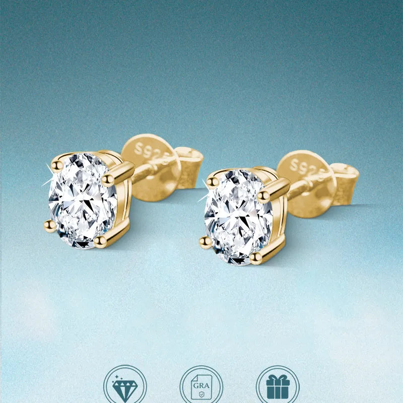 Simple Elegance 925 Sterling Silver Stud Earrings With Moissanite Stones Birthday Wedding Anniversary Gifts For Women